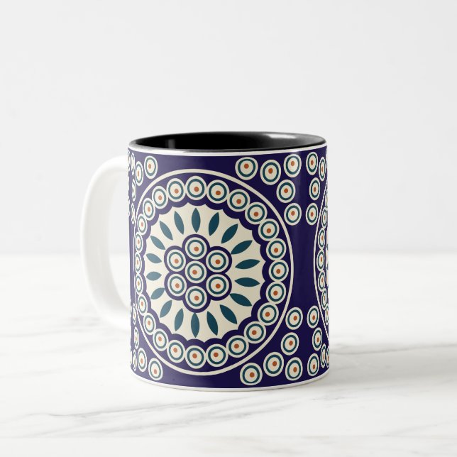 Taza Bicolor Diseño polaco de cerámica tradicional (Anverso izquierdo)