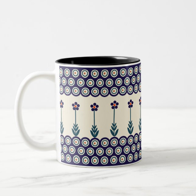 Taza Bicolor Diseño polaco de cerámica tradicional (Izquierda)