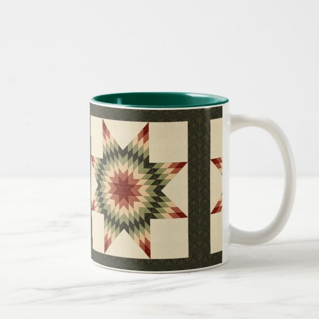 Taza Bicolor Diseño Quilt de Estrellas de Otoño (Derecha)