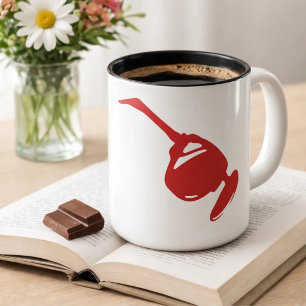 Taza Bicolor Diseño Rojo de Tecnología Futurista. Para programa