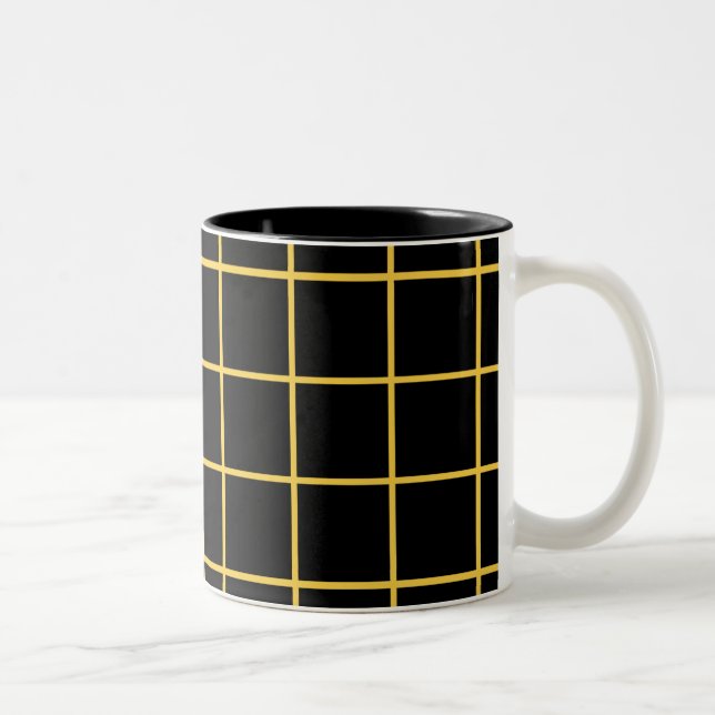 Taza Bicolor Diseño sencillo Plastre cuadrado patrón B Mug (Derecha)