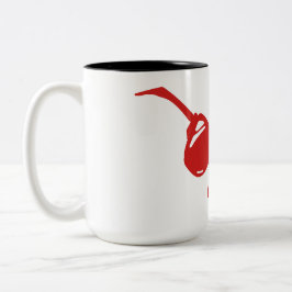 Taza Bicolor Diseño tecnológico rojo futurista.Para codificador