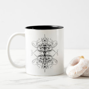 Taza Bicolor Diseño tribal del Imperio Blanco y Negro