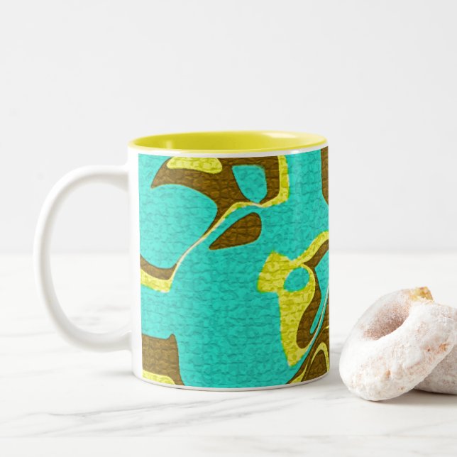 Taza Bicolor Diseño turquesa (Con donut)