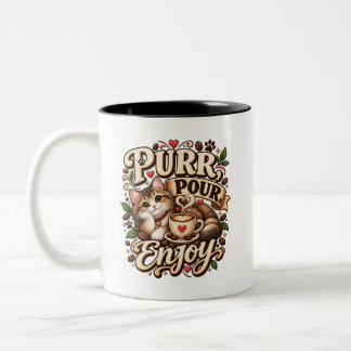 Taza Bicolor Disfruta Café Amante de Gatos