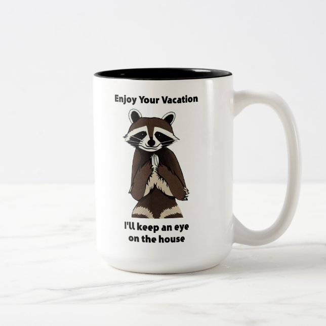 Taza Bicolor Disfruta De Tus Vacaciones Raccoon Menudo (Derecha)
