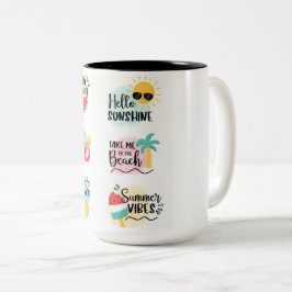 Taza Bicolor Disfruta Del Verano&Hola Sol&Verano Helado Mug