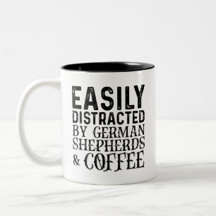 Taza Bicolor Distraídos Fácilmente Por Pastores Y Café Alemanes
