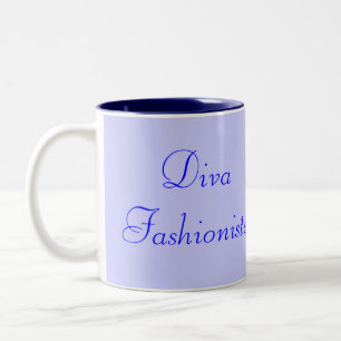 Taza Bicolor Diva Fashionista En Azul