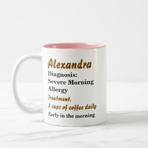 Taza Bicolor Divertida alergia matutina personalizada