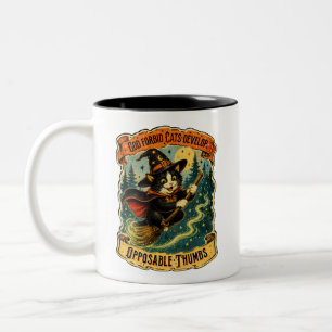 Taza Bicolor Divertida Bruja Gótica Vintage Gato Halloween