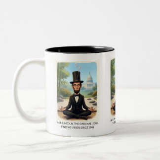Taza Bicolor Divertida Caricatura de Yoga de Abe Lincoln - El O