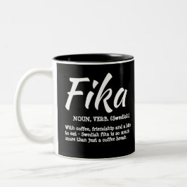 Taza Bicolor Divertida definición sueca de Fika en blanco y neg