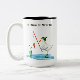 Taza Bicolor Divertida Gaviota Pescando Oficialmente Fuera de H
