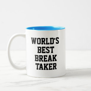 Taza Bicolor DIVERTIDA Novedad DEL MUNDO EN EL MEJOR BREAK TAKE