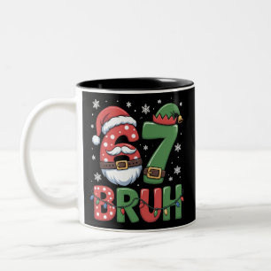 Taza Bicolor Divertido 6 7 Seis Siete Bruh Meme Navidad Santa E