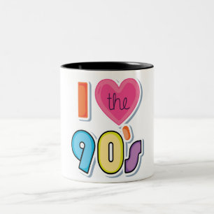 Taza Bicolor Divertido Amo Los 90's, Fiesta Temática De Los 90