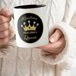 Taza Bicolor Divertido Baloncesto Reina Corona nombre inicial