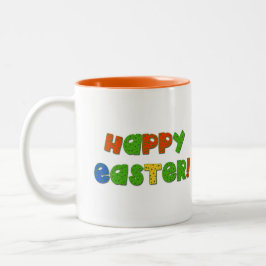 Taza Bicolor Divertido conejo de Pascua con regalo de huevos