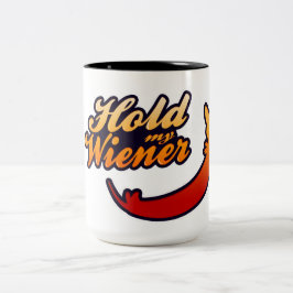 Taza Bicolor Divertido Dachshund 'Sostén a mi viejero'