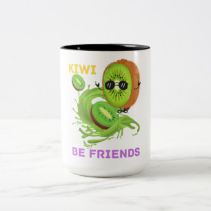 Taza Bicolor Divertido decir que el peón de la fruta Kiwi es am