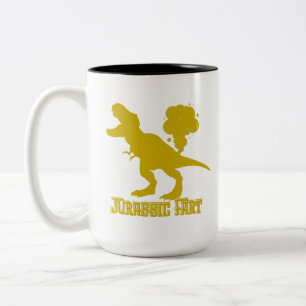 Taza Bicolor Divertido dinosaurio en fardos
