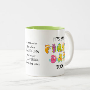Taza Bicolor Divertido, ES MI PRIMER DÍA DEMASIADO DONDE LOS Pa