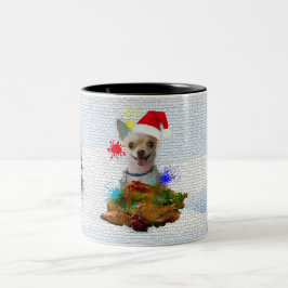 Taza Bicolor Divertido, lindo perro Chihuahua Yappy Navidad