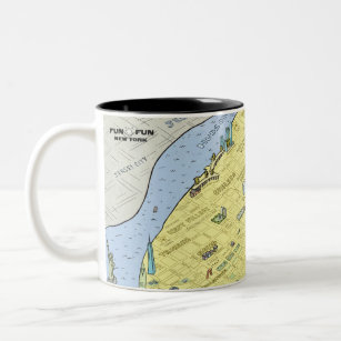 Taza Bicolor Divertido Mapa de Nueva York Café Mug