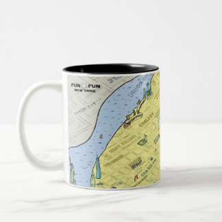 Taza Bicolor Divertido Mapa de Nueva York Café Mug