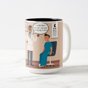 Taza Bicolor Divertido no quiere trabajar con café Mug