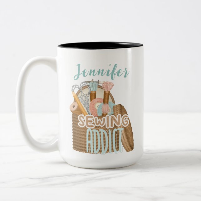 Taza Bicolor Divertido nombre personalizado Seamstress Scodict (Izquierda)