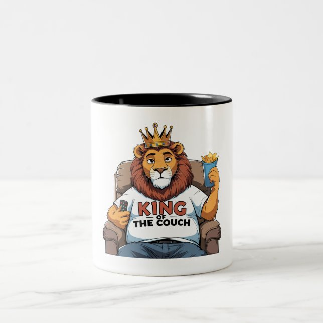 Taza Bicolor Divertido padre león - Rey del sofá (Centro)