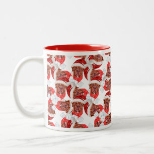 Taza Bicolor Divertido patrón de Navidad de Mastín Francés