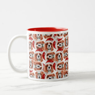 Taza Bicolor Divertido patrón de Navidad del Rey Cavalier