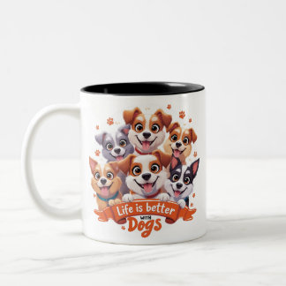 Taza Bicolor Divertido perro Mug Envolver café Perro Los amante