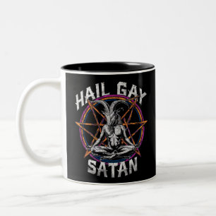 Taza Bicolor Divertido Salve Satanás Gay LGBT Gótico Orgullo Ga