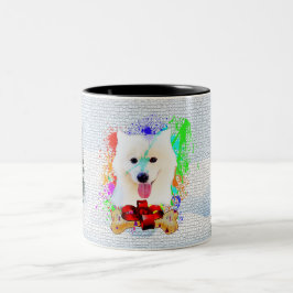 Taza Bicolor Divertido Samoyed Perro Cute Navidad