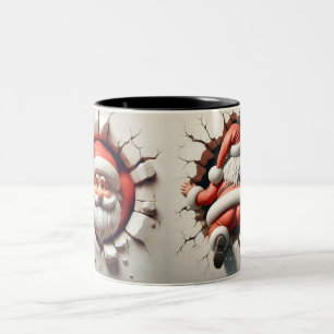 Taza Bicolor Divertido trapo de Navidades Santa
