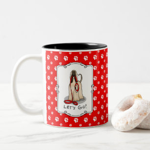 Taza Bicolor ¡Divertido! ¡Vamos! Pasear al Lebrel Afgano (Crema