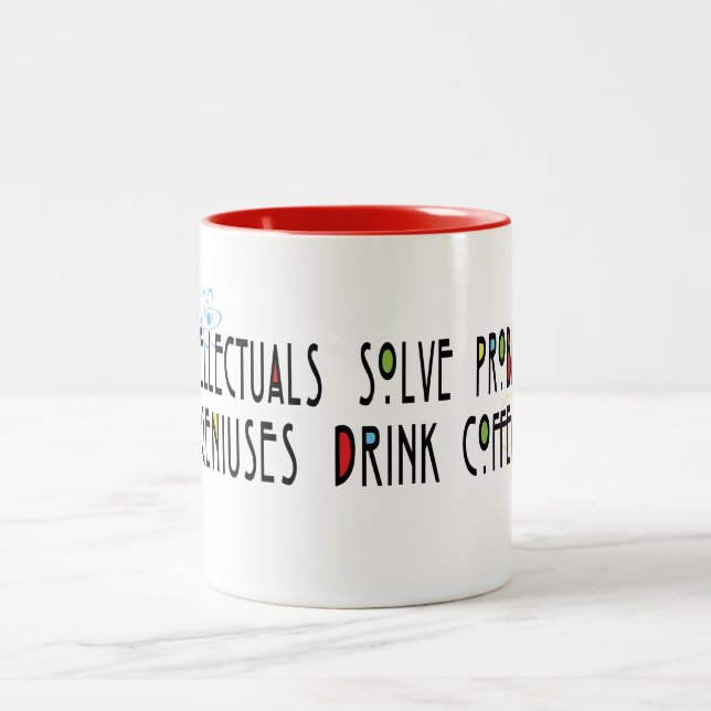 Taza Bicolor Divertidos "Genios beben café"  (Centro)