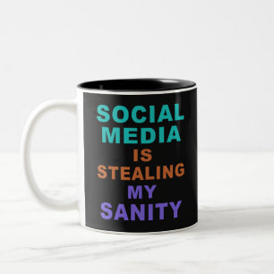 Taza Bicolor Divertidos "medios sociales" personalizados en mon