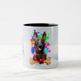 Taza Bicolor Divertidos Navidades de perros malinois