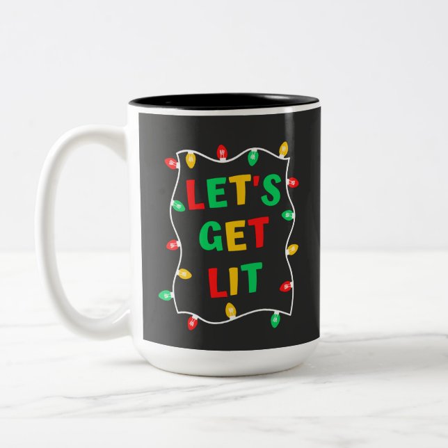 Taza Bicolor Divertidos vamos a conseguir Navidades livianos (Izquierda)
