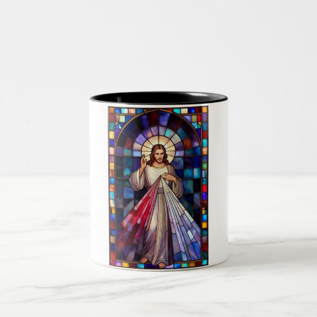 Taza Bicolor Divine Mercy Jesus Coffee Mug (Centro)