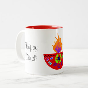Taza Bicolor Diya colorida lámpara Diwali