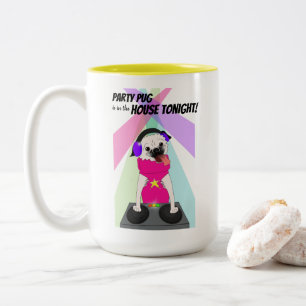 Taza Bicolor DJ Pug: Fiesta Pug está en la casa esta noche