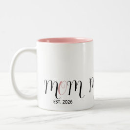 Taza Bicolor DMom Established Black Pink Script New Mom Gift