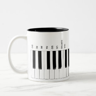 Taza Bicolor Do Re Mi Coffee Tea Piano Keyboard Mug