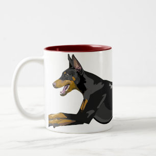 Taza Bicolor Doberman corriente, negro